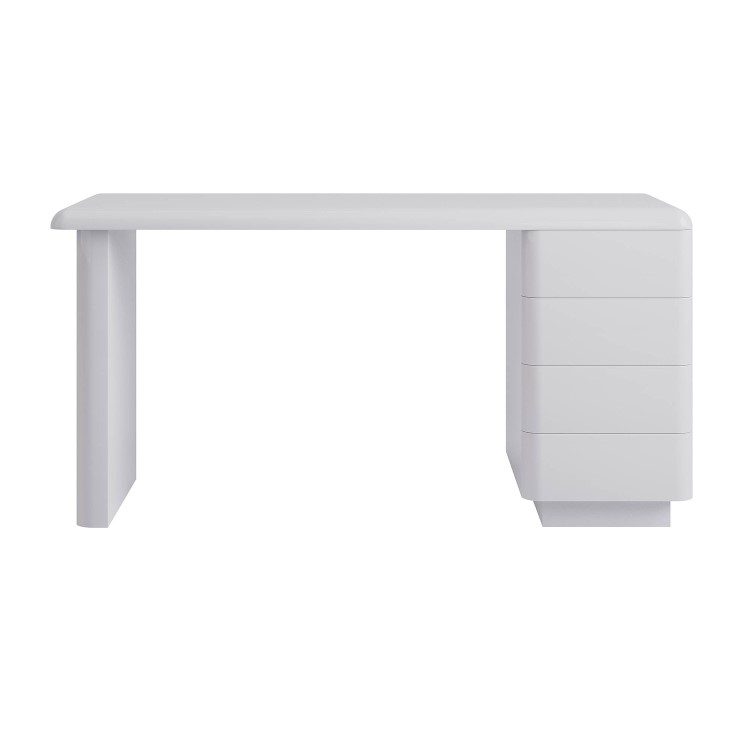 White Modern Wooden Office Desk with Drawers - Banks