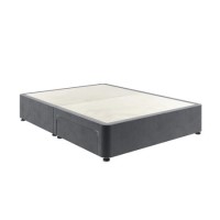 Grey Velvet King Size Divan Bed Base with 2 Drawers - Langston Grey Velvet King Size Divan Bed Base with 2 Drawers - Langston