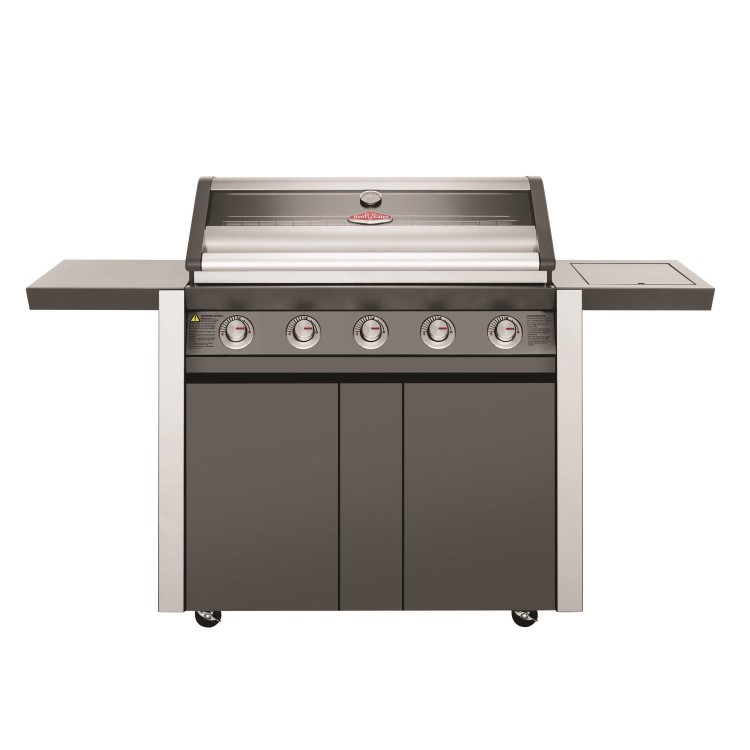 BeefEater 1600E Series - 5 Burner Gas BBQ Grill & Side Burner Trolley - Dark