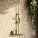 A1/BBSHELFSH ONLY OPENED - Brushed Brass Thermostatic Mixer Shower Set with Push Button & Shelf - Mika