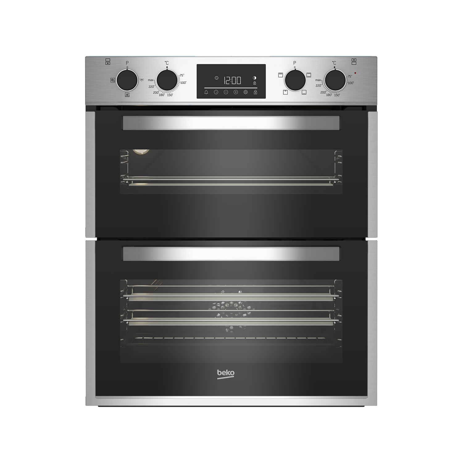 Beko Electric Built Under Double Oven with Steam Cleaning - Stainless Steel