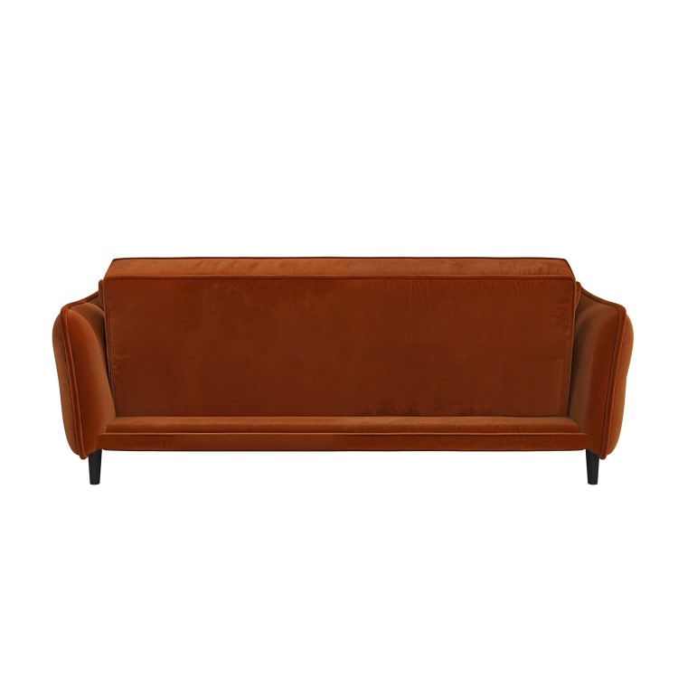 Burnt Orange Velvet 3 Seater Click Clack Sofa Bed – Bobby 