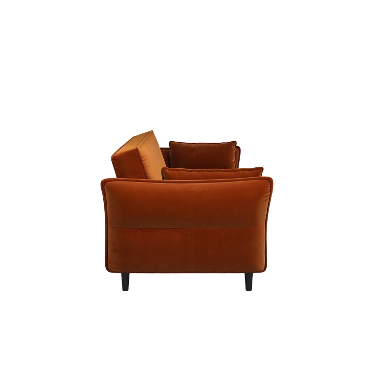 Burnt Orange Velvet 3 Seater Click Clack Sofa Bed – Bobby 