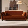 3 Seater Click-Clack Sofa Bed in Burnt Orange Velvet - Bobby