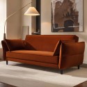 BBY001 3 Seater Click-Clack Sofa Bed in Burnt Orange Velvet - Bobby