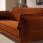 3 Seater Click-Clack Sofa Bed in Burnt Orange Velvet - Bobby