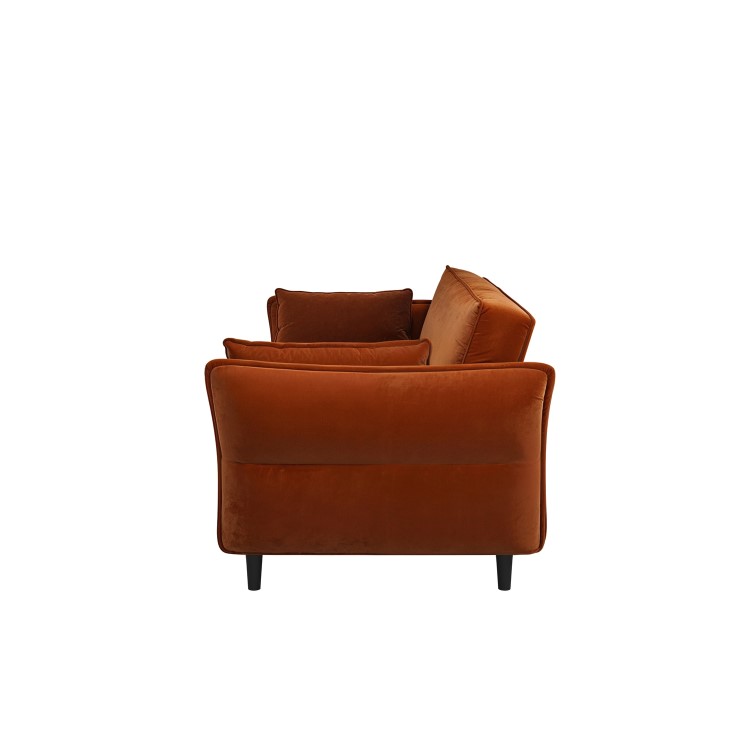 Burnt Orange Velvet 3 Seater Click Clack Sofa Bed – Bobby 