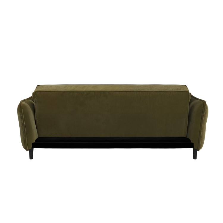 3 Seater Click-Clack Sofa Bed in Olive Green Velvet - Bobby