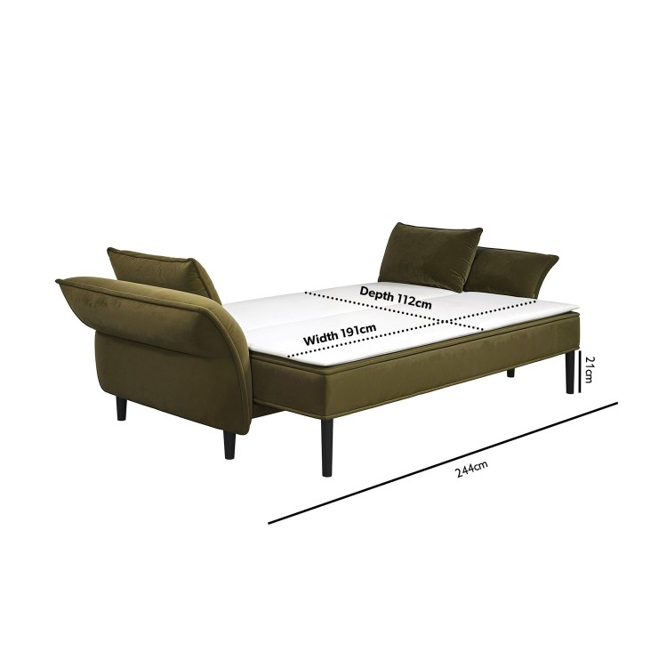Khaki Green Velvet 3 Seater Click Clack Sofa Bed – Bobby
