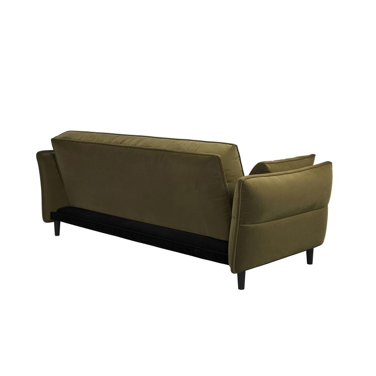3 Seater Click-Clack Sofa Bed in Olive Green Velvet - Bobby