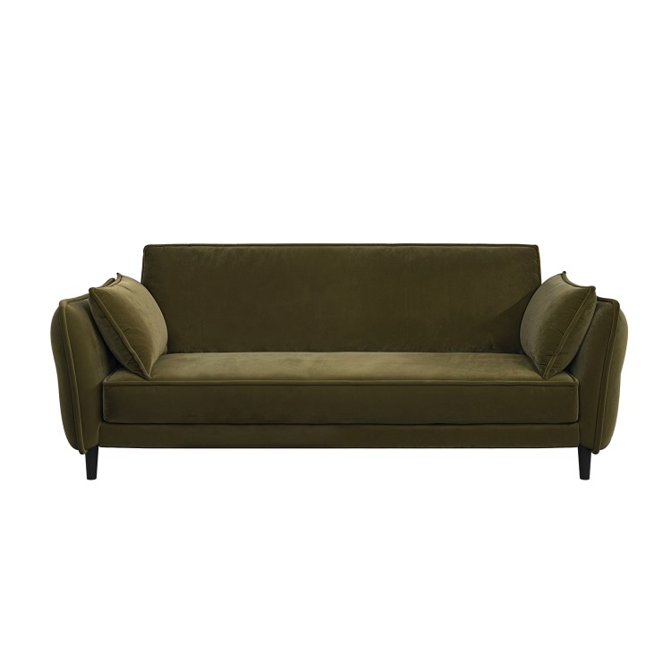 Khaki Green Velvet 3 Seater Click Clack Sofa Bed – Bobby
