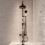GRADE A1 - Brushed Bronze Traditional Thermostatic Bath Mixer Shower Set with Bath Filler Spout - Slide Rail Kit & Hand Shower - Camden