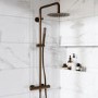 GRADE A1 - Brushed Bronze Thermostatic Bar Mixer Shower Set with Slide Rail Kit & Pencil Hand Shower - Arissa