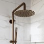 GRADE A1 - Brushed Bronze Thermostatic Bar Mixer Shower Set with Slide Rail Kit & Pencil Hand Shower - Arissa