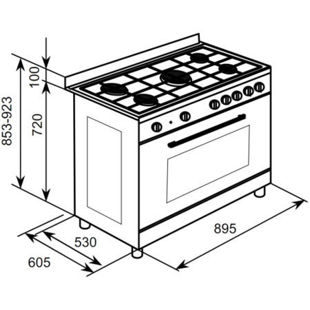 Refurbished Baumatic BC190.2TCSS 90cm Single Cavity Gas Range Cooker Stainless Steel