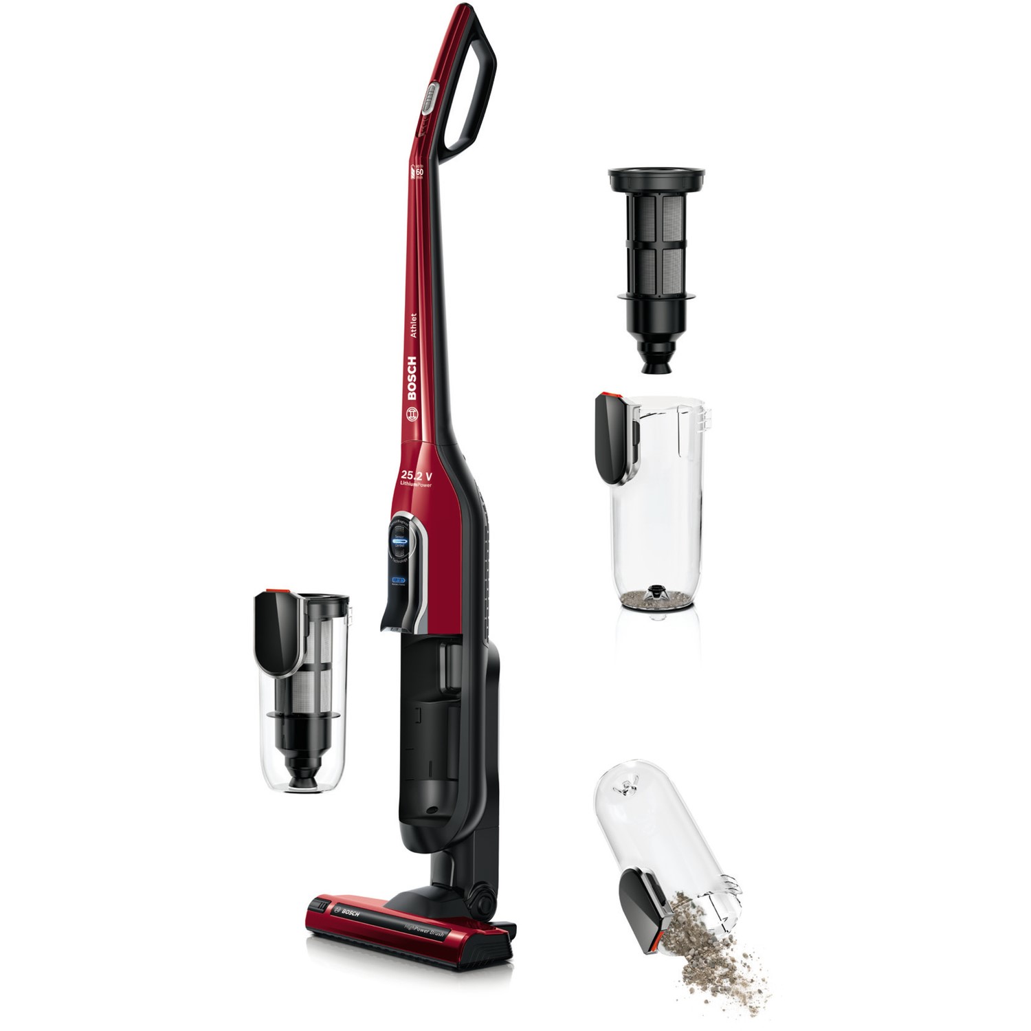 Bosch BCH625K2GB Athlet 25.2V Cordless Vacuum Cleaner Red