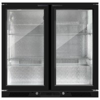 Refurbished Hinged Double Door Undercounter Bottle Cooler Back Bar Cabinet Black