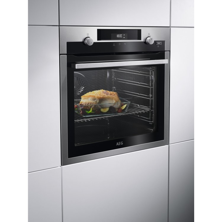 AEG BCS556020M 6000 Steambake Single Oven with Catalytic Cleaning - Stainless Steel