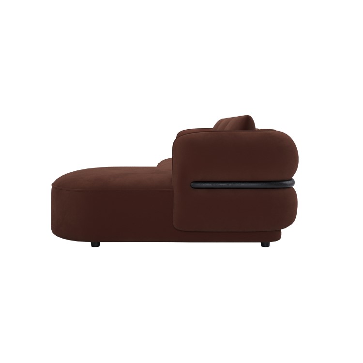 Dark Rust Velvet 4 Seater Right Hand L-Shape Curved Chaise Corner Sofa - Bodhi