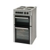 Beko BD533AS 50cm Electric Cooker with Twin Cavity and Solid Plate Hob - Silver