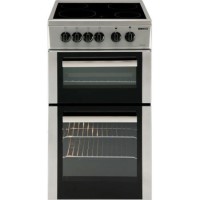 Beko BDC5422AS 50cm Double Cavity Electric Cooker With Ceramic Hob Silver
