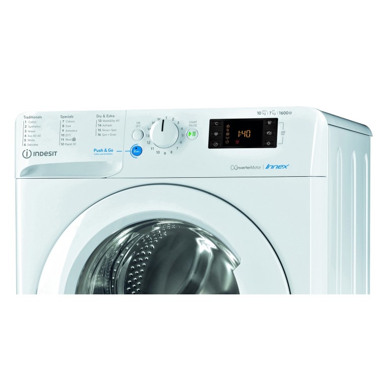 Refurbished Indesit BDE1071682XWUKN Freestanding 10/7KG 1600 Spin Washer Dryer White