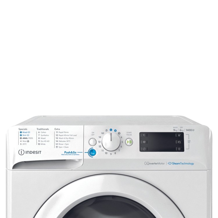 Refurbished Indesit Push&Go BDE96436WVUK Freestanding 9/6KG 1400 Spin Washer Dryer White
