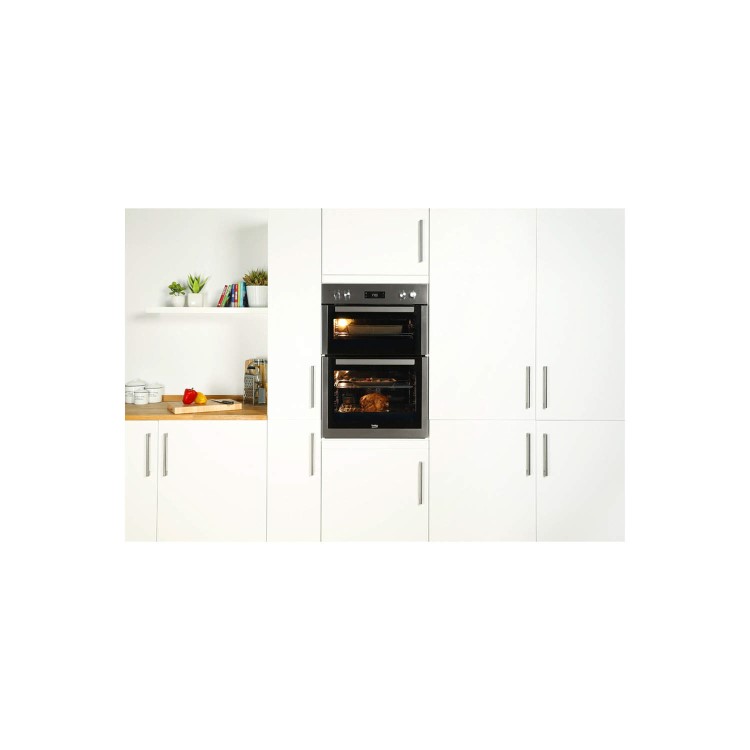 Refurbished Beko BDF26300X 60cm Double Built In Electric Oven Stainless Steel