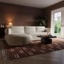 Cream Chenille 4 Seater Left Hand L-Shape Curved Chaise Corner Sofa - Bodhi