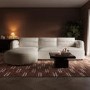 Cream Chenille 4 Seater Left Hand L-Shape Curved Chaise Corner Sofa - Bodhi