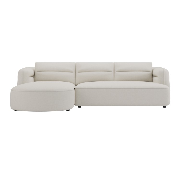 Cream Chenille 4 Seater Left Hand L-Shape Curved Chaise Corner Sofa - Bodhi