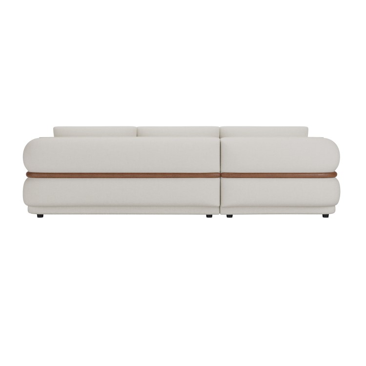 Cream Chenille 4 Seater Left Hand L-Shape Curved Chaise Corner Sofa - Bodhi