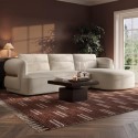 BDH002 Cream Chenille 4 Seater Right Hand L-Shape Chaise Corner Sofa - Bodhi