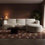 Cream Chenille 4 Seater Right Hand L-Shape Curved Chaise Corner Sofa - Bodhi