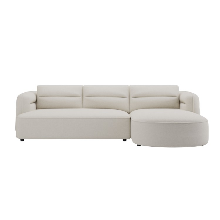Cream Chenille 4 Seater Right Hand L-Shape Curved Chaise Corner Sofa - Bodhi