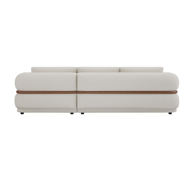 Cream Chenille 4 Seater Right Hand L-Shape Curved Chaise Corner Sofa - Bodhi