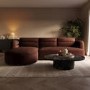 Dark Rust Velvet 4 Seater Left Hand L-Shape Curved Chaise Corner Sofa - Bodhi
