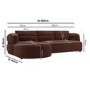 Dark Rust Velvet 4 Seater Left Hand L-Shape Curved Chaise Corner Sofa - Bodhi