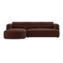 Dark Rust Velvet 4 Seater Left Hand L-Shape Curved Chaise Corner Sofa - Bodhi