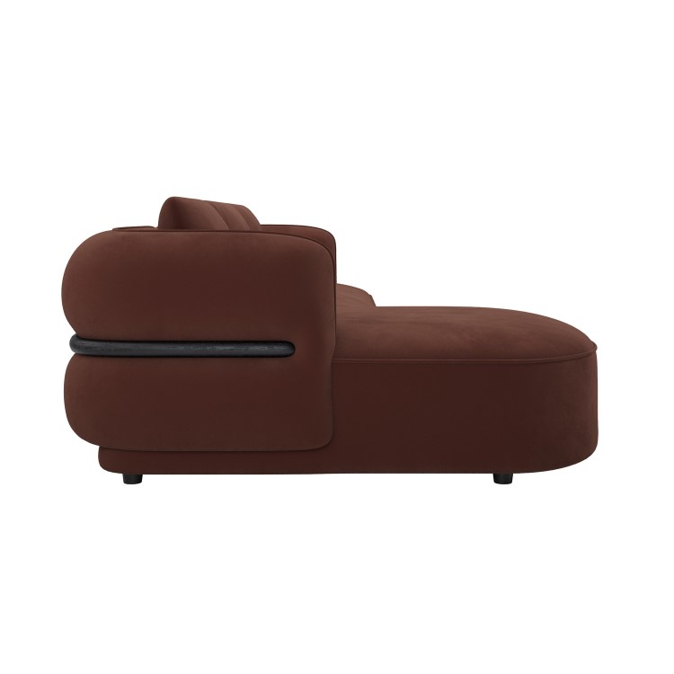 Dark Rust Velvet 4 Seater Left Hand L-Shape Curved Chaise Corner Sofa - Bodhi