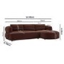 Dark Rust Velvet 4 Seater Right Hand L-Shape Curved Chaise Corner Sofa - Bodhi
