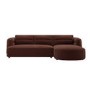 Dark Rust Velvet 4 Seater Right Hand L-Shape Curved Chaise Corner Sofa - Bodhi
