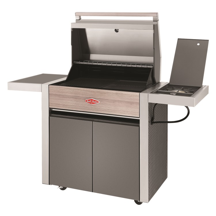 BeefEater 1500 Series - 4 Burner Gas BBQ Grill & Side Burner Trolley - Silver
