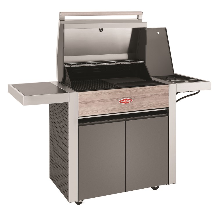 BeefEater 1500 Series - 4 Burner Gas BBQ Grill & Side Burner Trolley - Silver