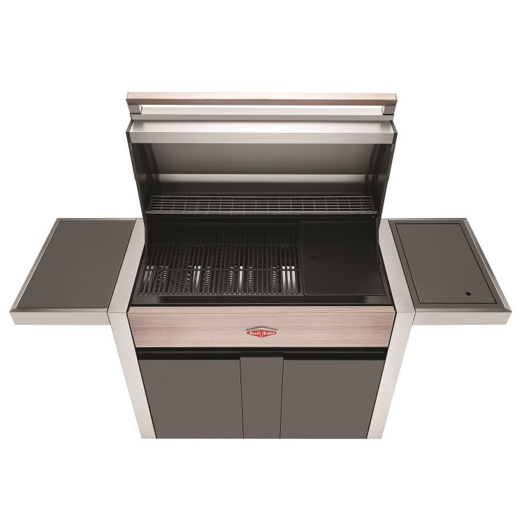 BeefEater 1500 Series - 4 Burner Gas BBQ Grill & Side Burner Trolley - Silver