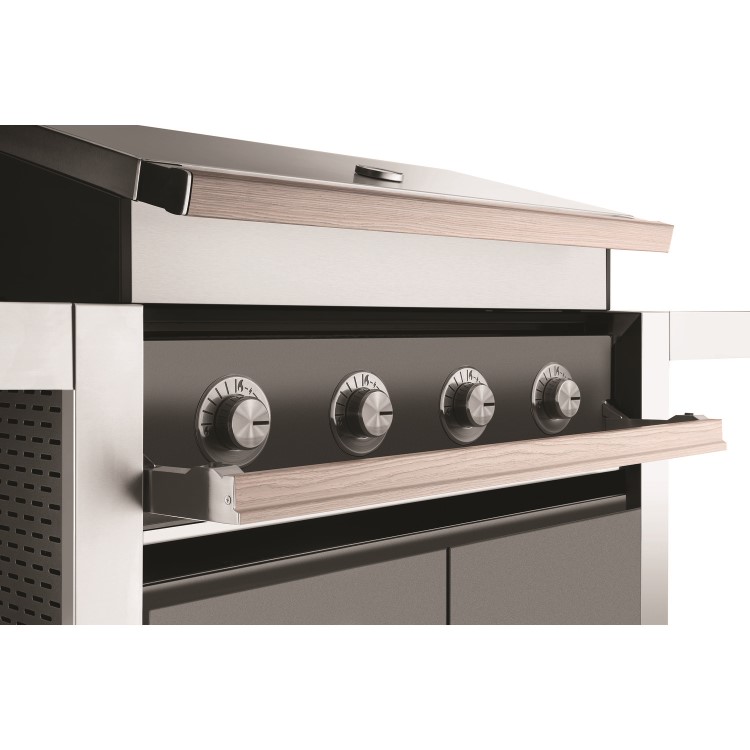 BeefEater 1500 Series - 4 Burner Gas BBQ Grill & Side Burner Trolley - Silver