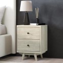 BEAU01A Cream Limewash 2 Drawer Bedside Table with Legs - Beau
