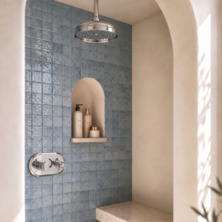 Chrome Traditional 1 Outlet Concealed Thermostatic Shower Valve with Dual Contol- Camden