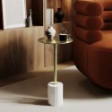 BEC001 Small Gold and Marble Round Side Table - Beck
