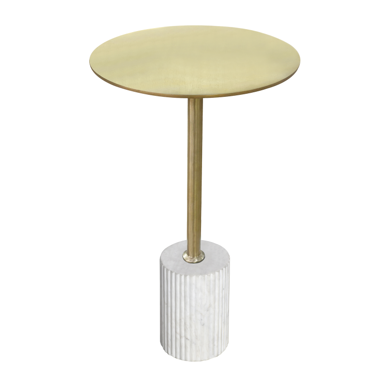 Small Gold and Marble Round Side Table - Beck